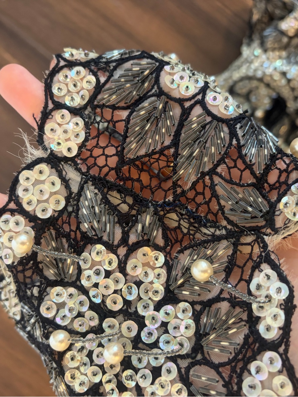 Vintage 60s Embellished Black Floral Beaded and pearls Shift Dress with slip - Picture 17 of 17